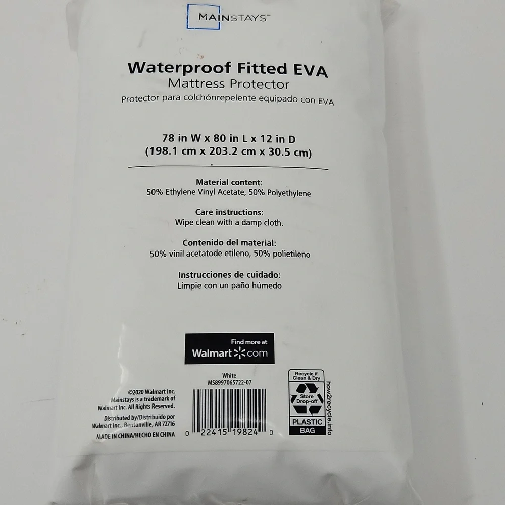 Mainstays Waterproof Fitted Mattress Protector King Size